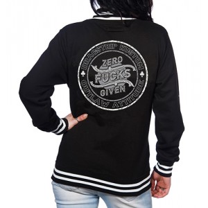 Dragstrip Kustom. Women`s Collage Baseball Jacket Zero Fucks Given 